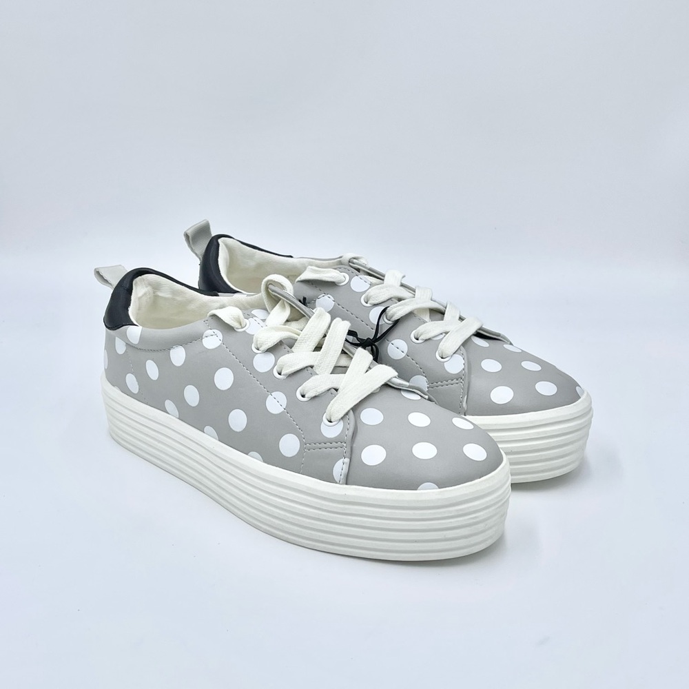 NEW Zara Platform Polka Dot Sneaker White Gray Women’s size 5